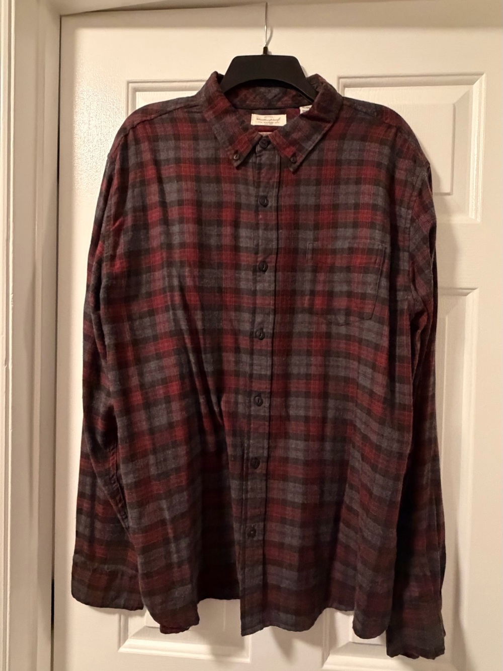 Weatherproof Men's Burgundy and Gray Plaid Button-Down Shirt